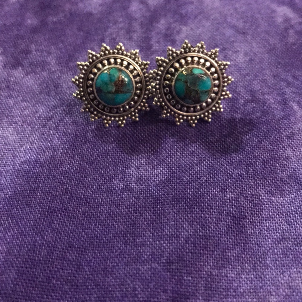 Natural copper turquoise earrings